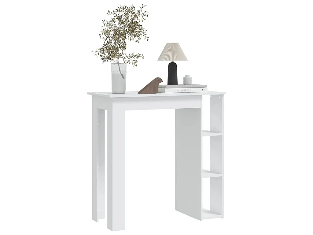 Table de bar et étagère Blanc 102x50x103,5 cm Bois d'ingénierie