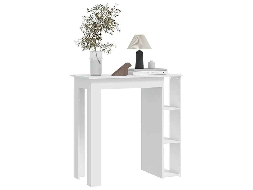Table de bar et étagère Blanc 102x50x103,5 cm Bois d'ingénierie