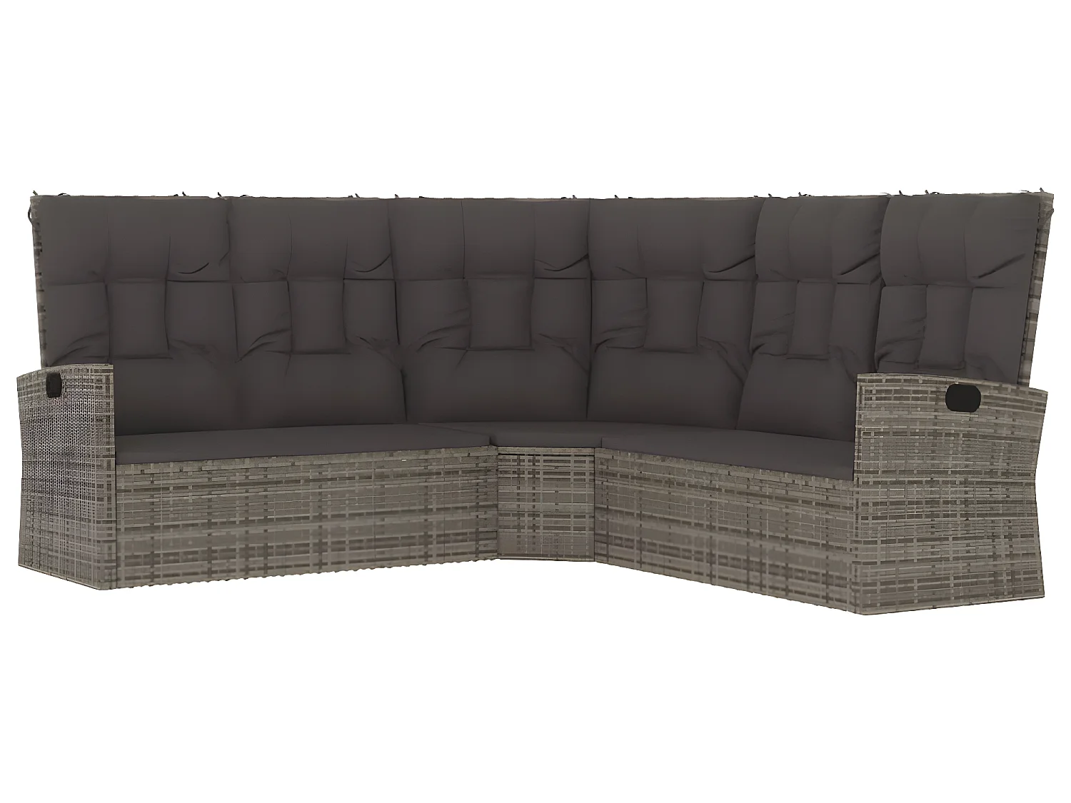 4-tlg. Garten-Lounge-Set mit Kissen Grau Poly Rattan