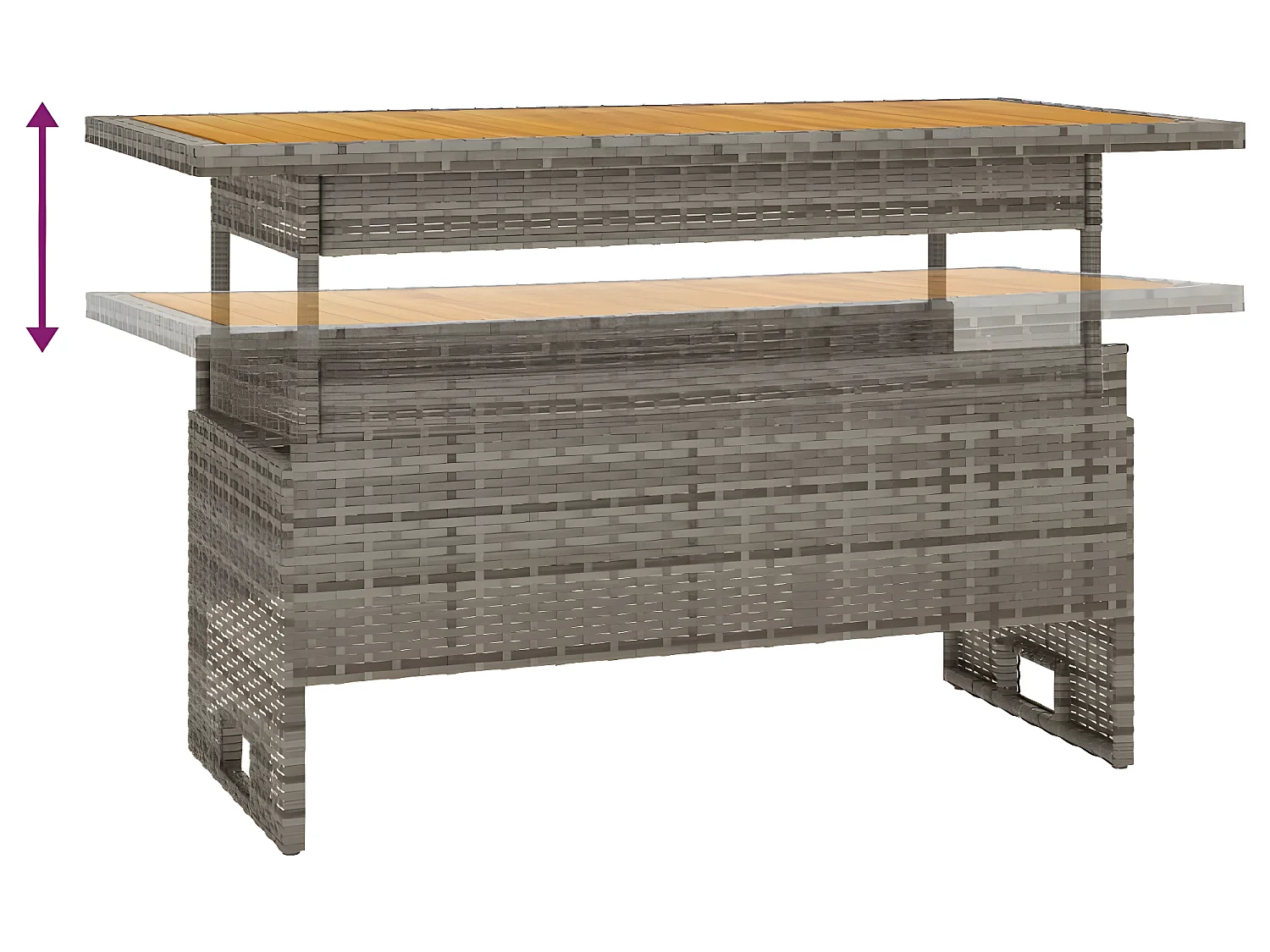 4-tlg. Garten-Lounge-Set mit Kissen Grau Poly Rattan