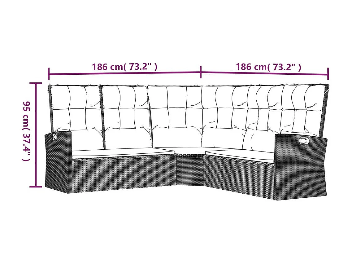 Set Divani da Giardino 4 pz con Cuscini in Polyrattan Grigio