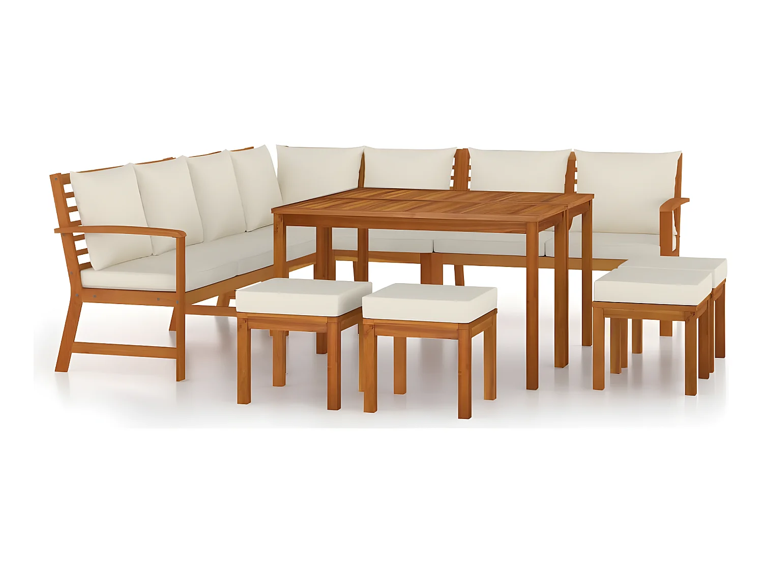 Set da Pranzo Giardino 11 pz con Cuscini Legno Massello Acacia