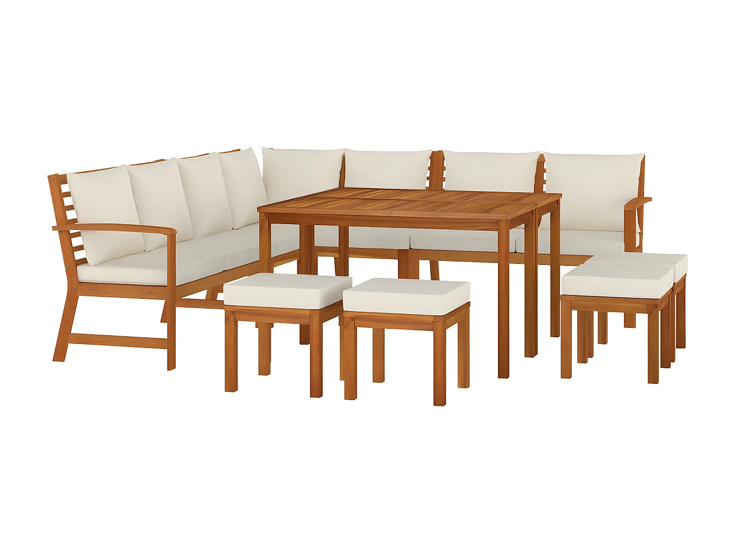 Set da Pranzo Giardino 11 pz con Cuscini Legno Massello Acacia