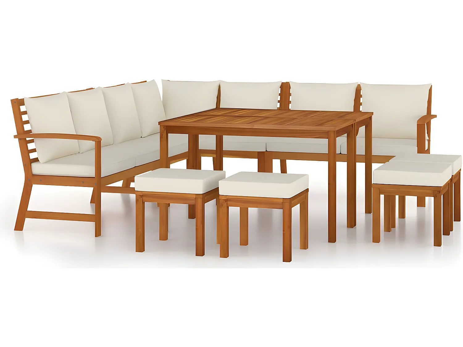 Ensemble à manger de jardin avec coussins 11 pcs bois d'acacia