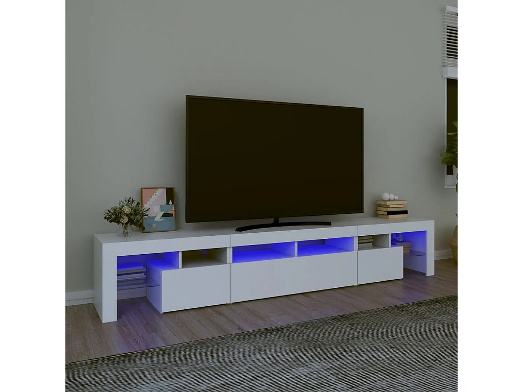 Mueble de TV con luces LED blanco 230x36,5x40 cm