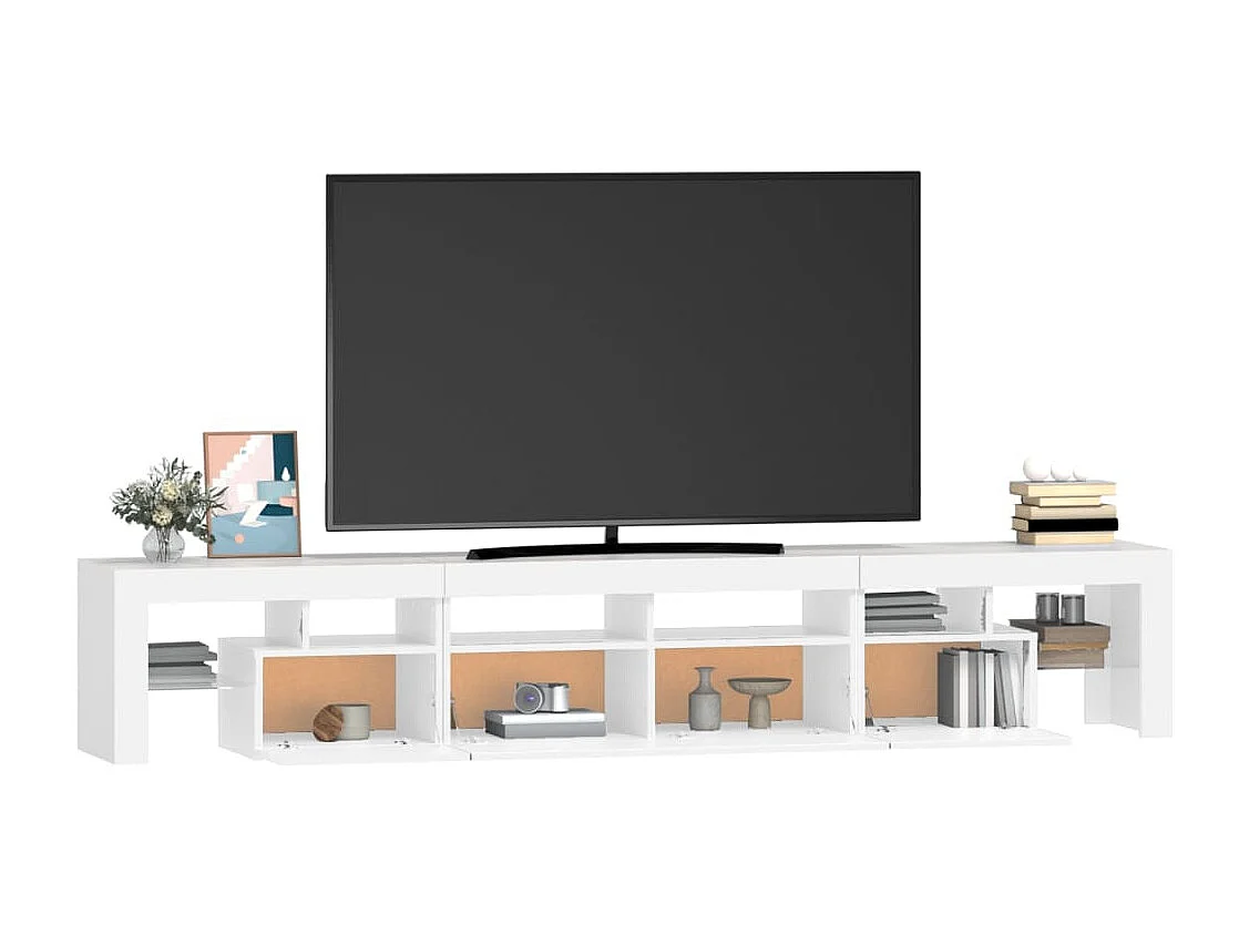 Mueble de TV con luces LED blanco 230x36,5x40 cm