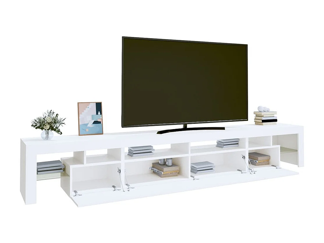 Mueble de TV con luces LED blanco 260x36,5x40 cm
