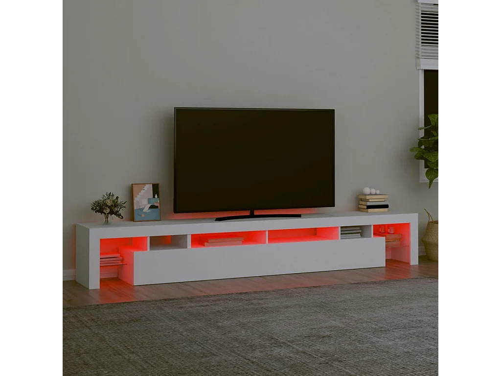 Meuble TV avec lumières LED Blanc 260x36,5x40 cm