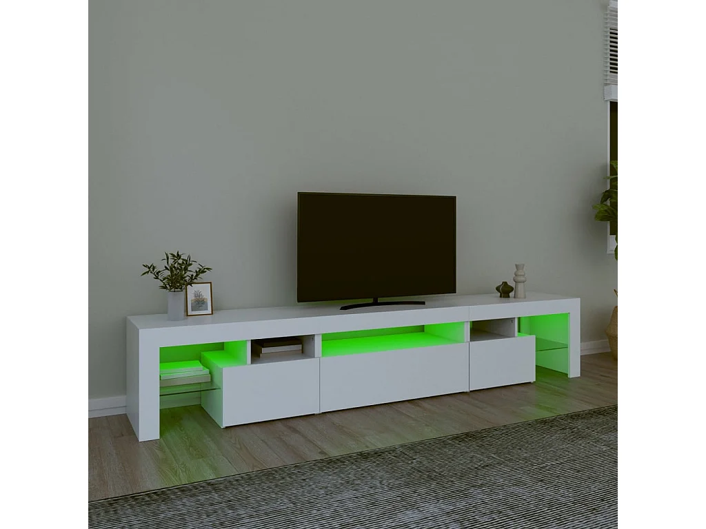 Mueble de TV con luces LED blanco 215x36,5x40 cm
