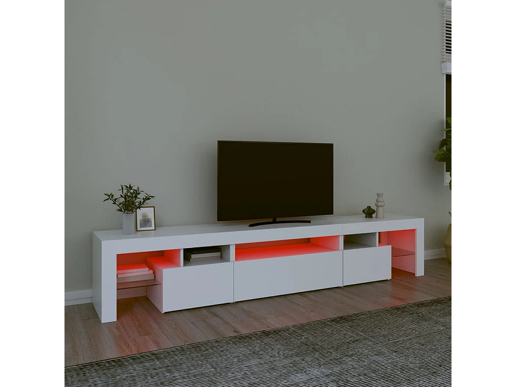 Mueble de TV con luces LED blanco 215x36,5x40 cm