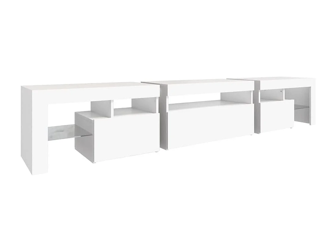 TV-Schrank mit LED-Leuchten Weiß 215x36,5x40 cm