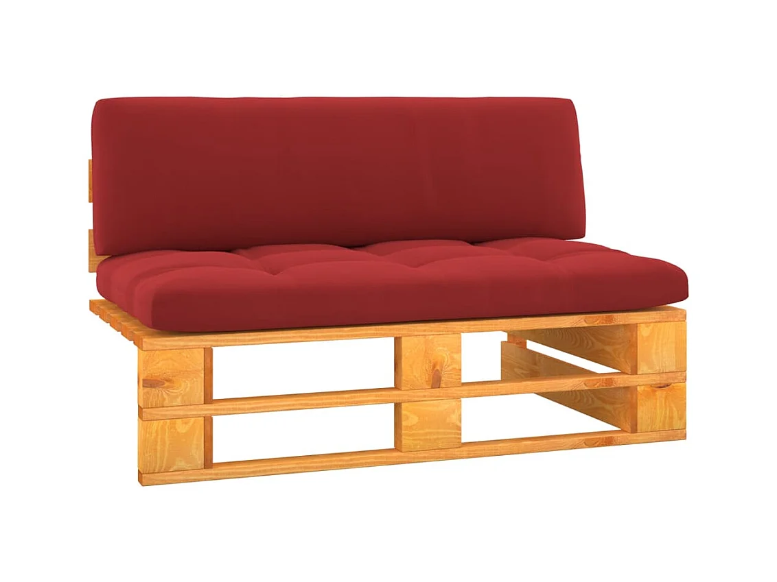 Canapé central palette de jardin marron miel bois pin imprégné