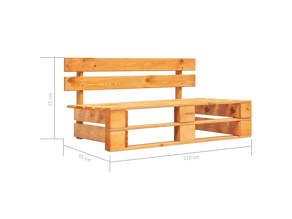 Tuinmiddenbank pallet honingbruin geïmpregneerd grenenhout