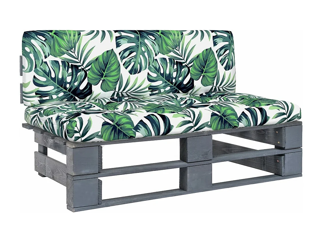 Divano Centrale Giardino su Pallet Grigio Legno Pino Impregnato