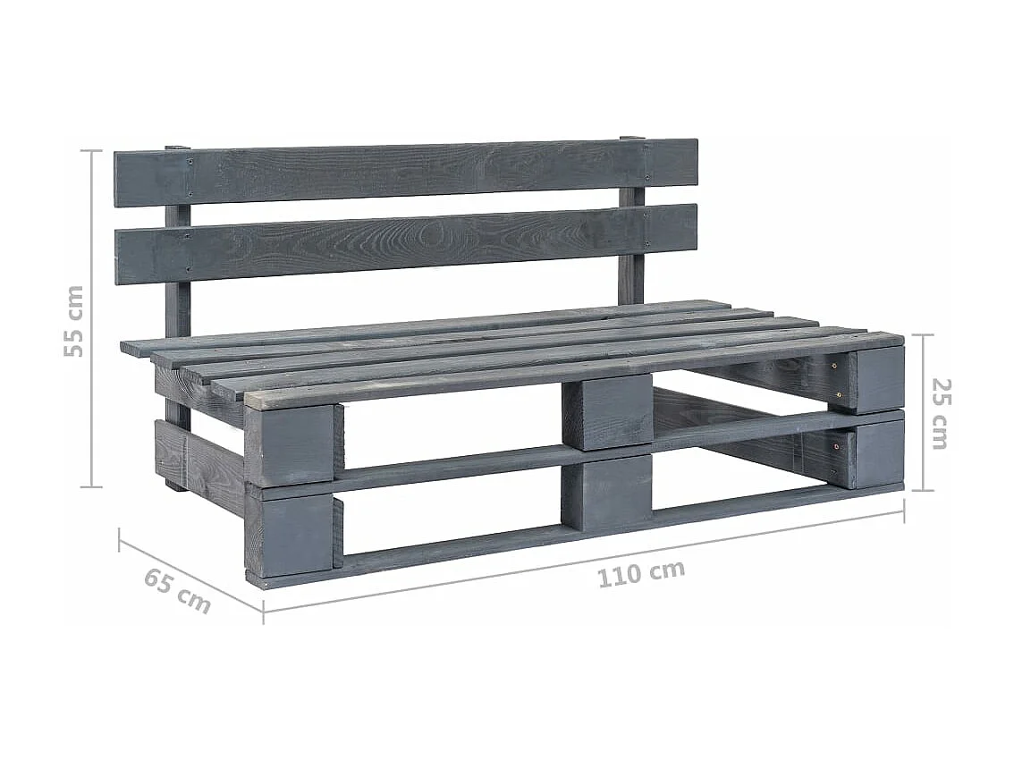 Divano Centrale Giardino su Pallet Grigio Legno Pino Impregnato