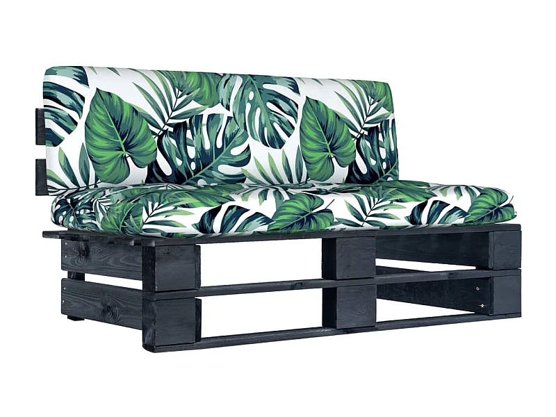 Garten-Mittelsofa aus Paletten Schwarz Kiefernholz Imprägniert