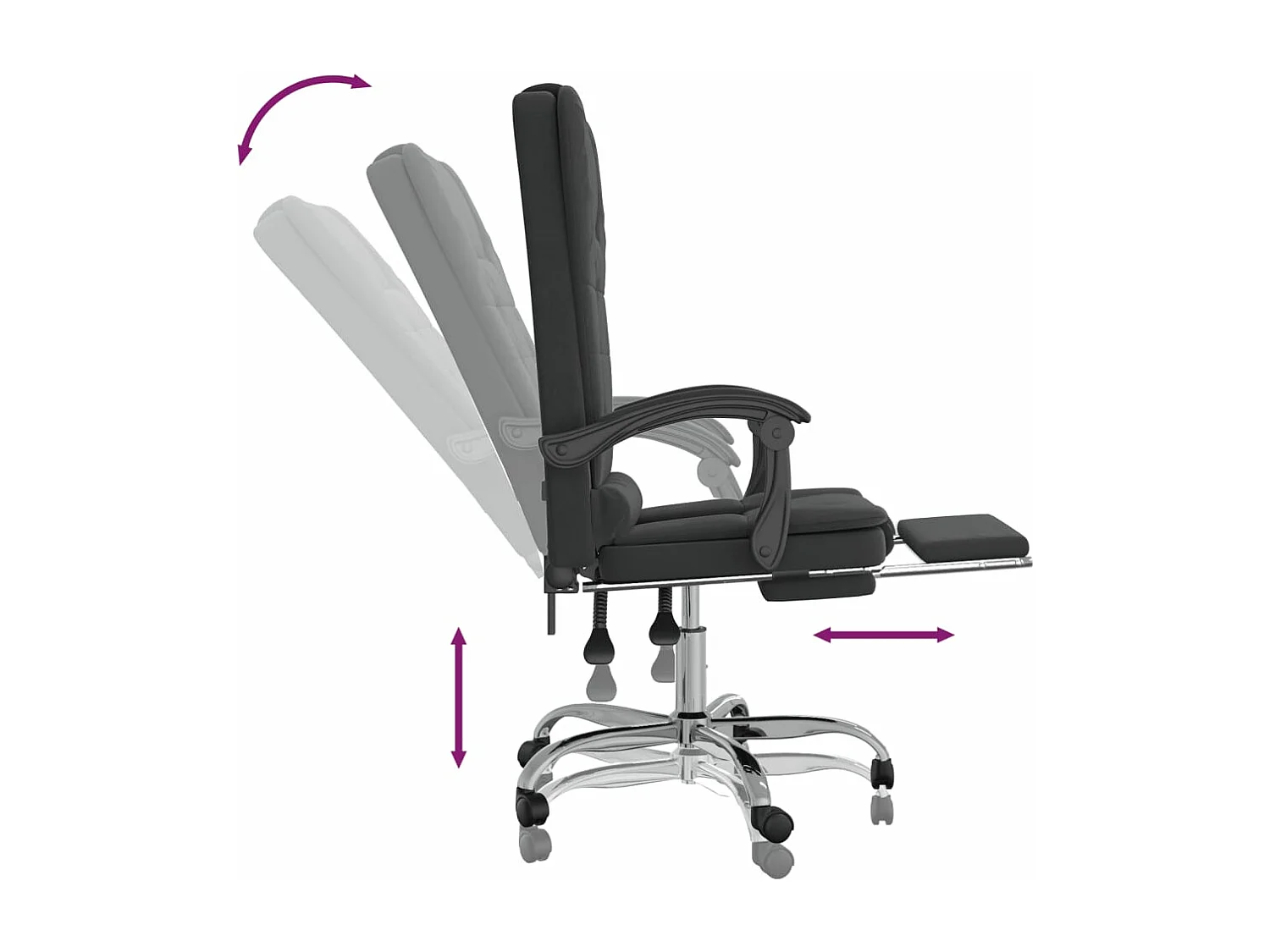 Cadeira de massagens reclinável p/ escritório veludo preto