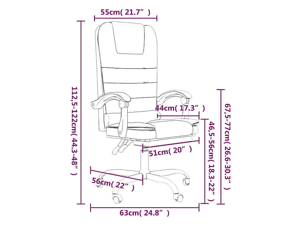 Fauteuil de massage inclinable de bureau Noir Velours