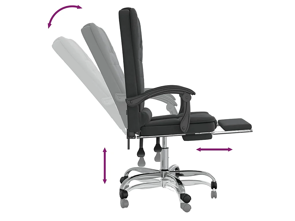 Fauteuil de massage inclinable de bureau Noir Velours