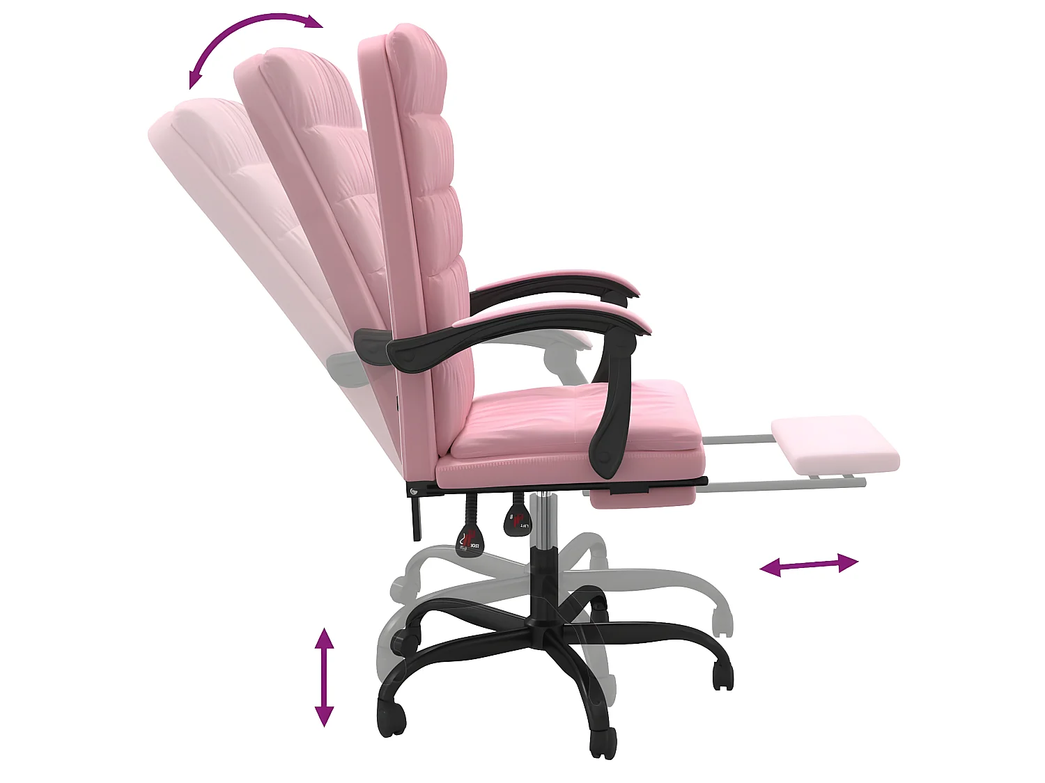 Fauteuil inclinable de bureau Rose Velours