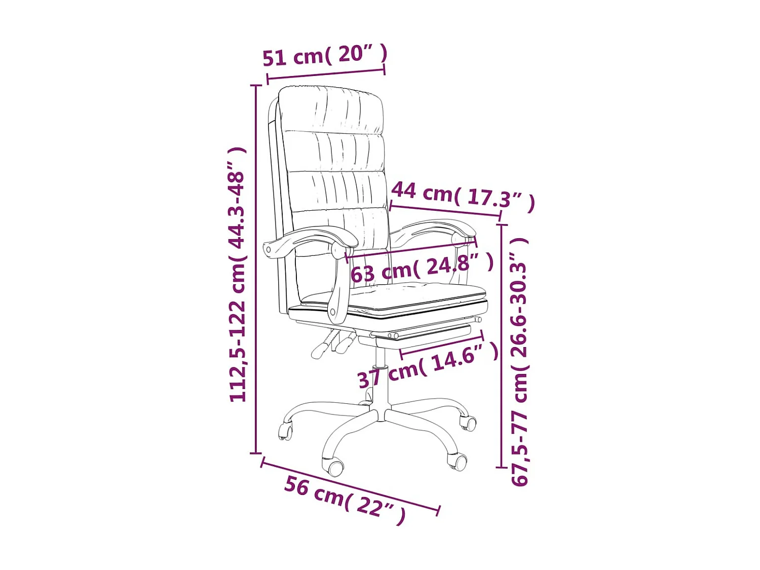 Fauteuil inclinable de bureau Rose Velours
