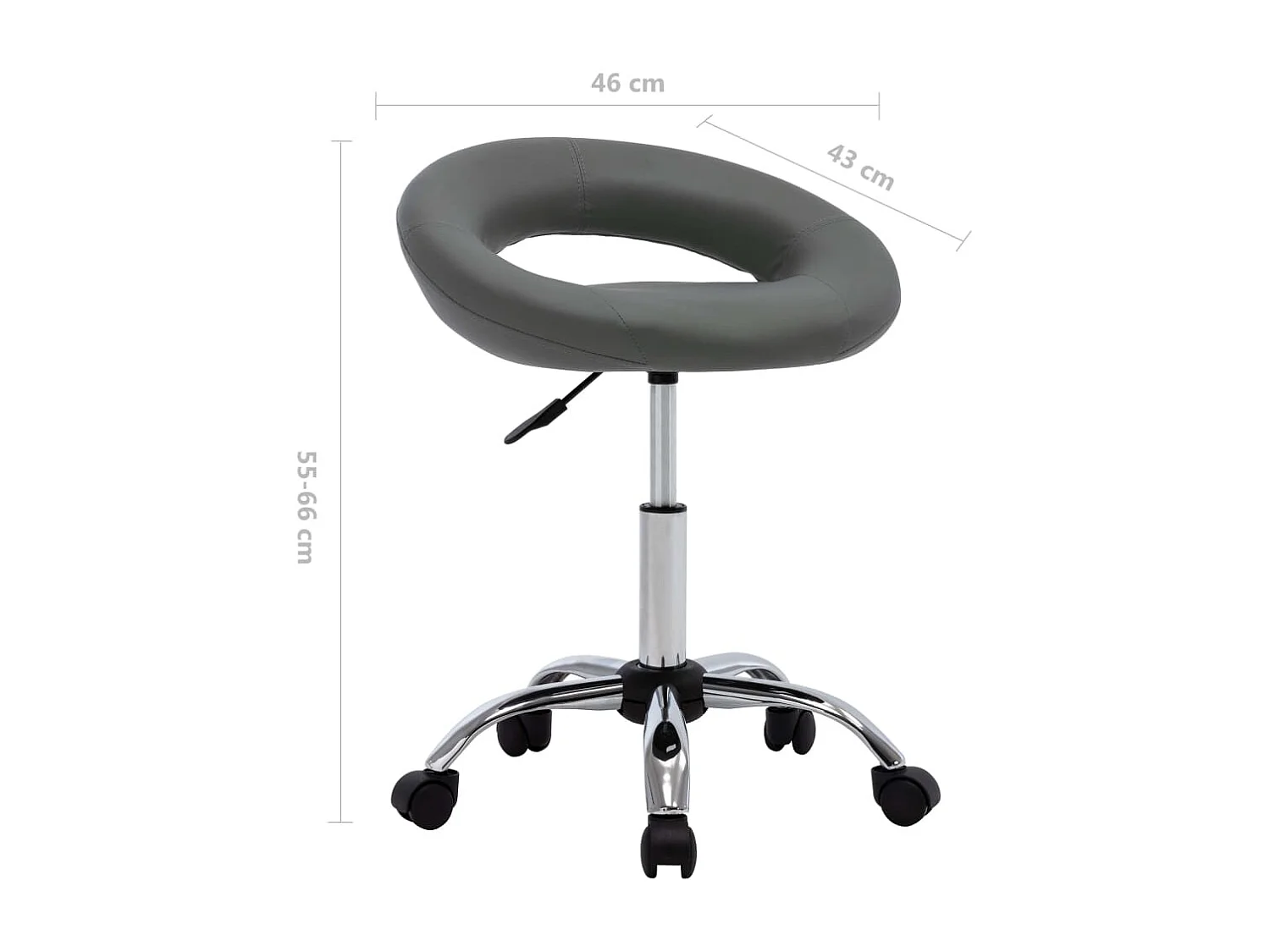 Silla de trabajo con ruedas cuero sintético gris