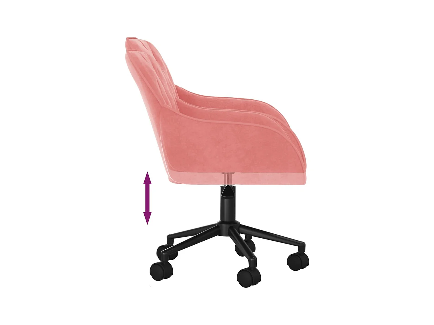 Silla de oficina giratoria de terciopelo rosa