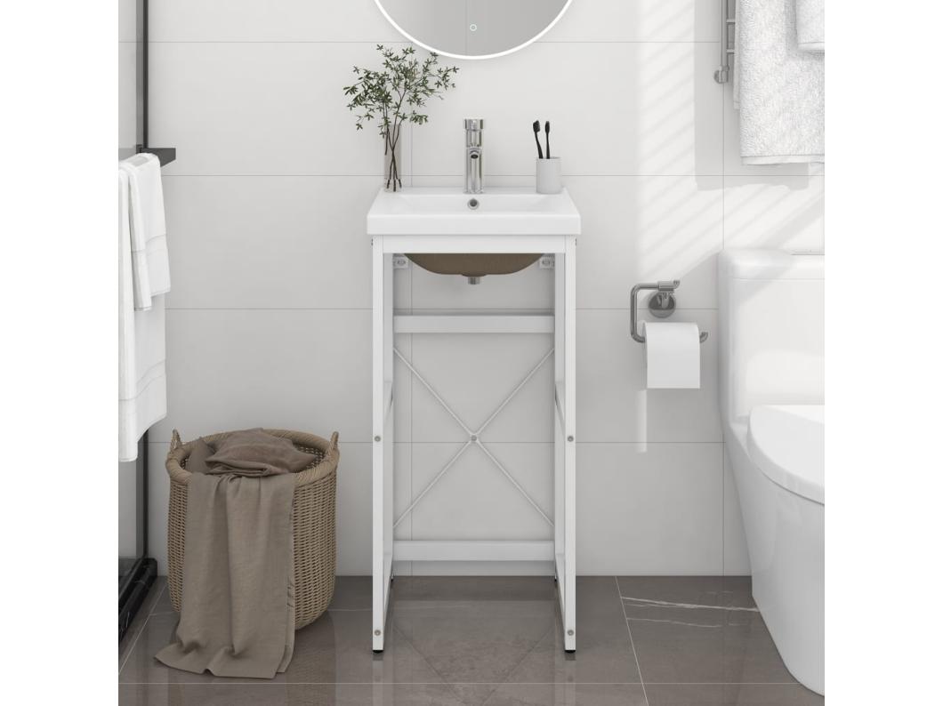 Cadre de lavabo de salle de bain vasque à encastrer Blanc Fer