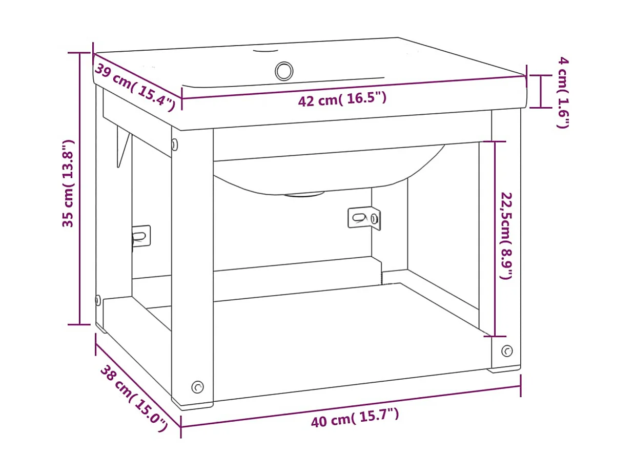 Cadre de lavabo de salle de bain vasque à encastrer Blanc Fer