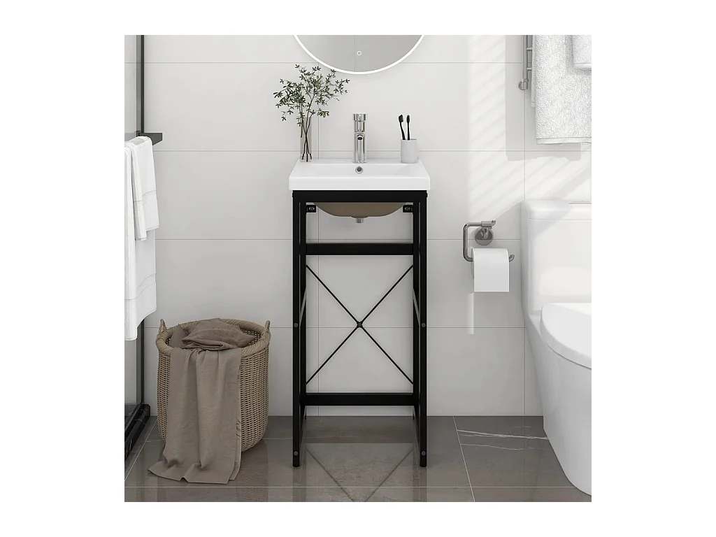 Cadre de lavabo de salle de bain vasque à encastrer Noir Fer