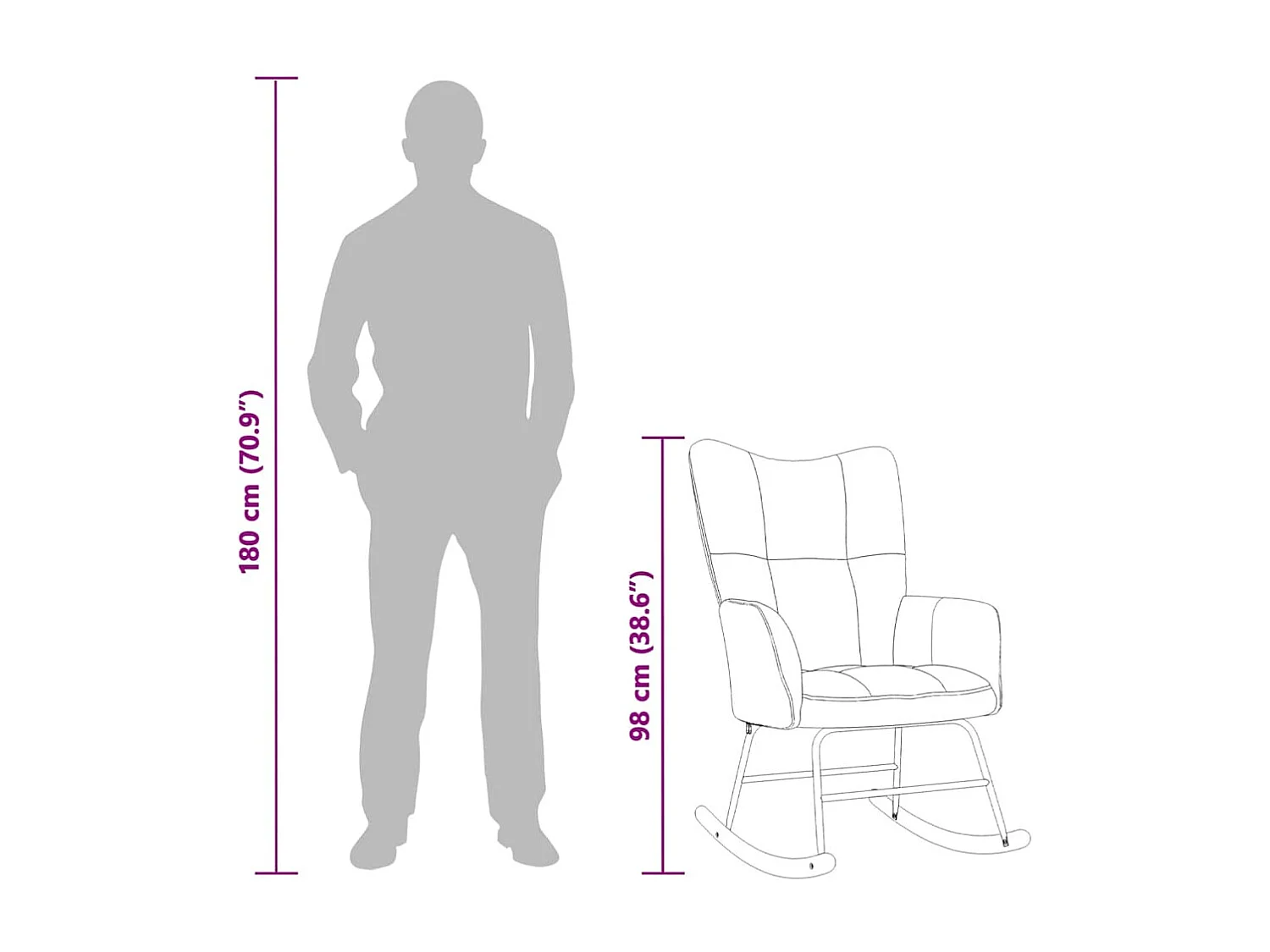 Cadeira de baloiço veludo castanho