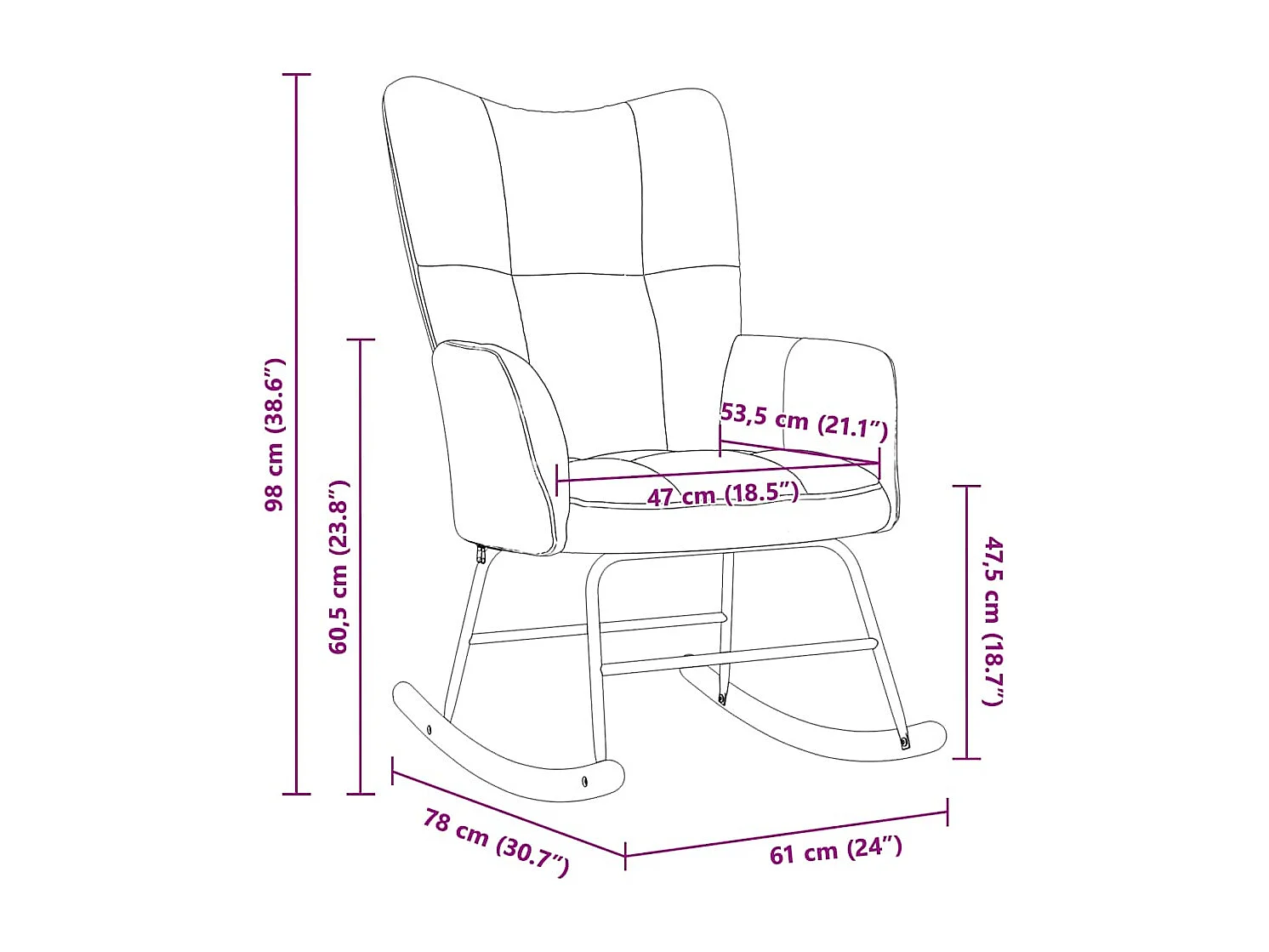 Chaise à bascule Marron Velours