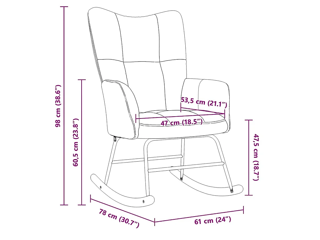 Schommelstoel fluweel bruin