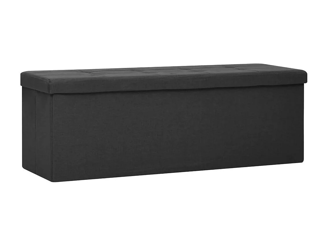 Banc de rangement pliable Noir Faux lin