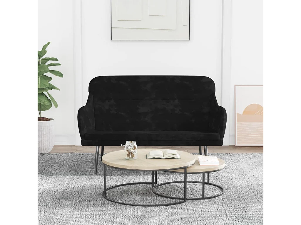 Banco de terciopelo negro 110x76x80 cm