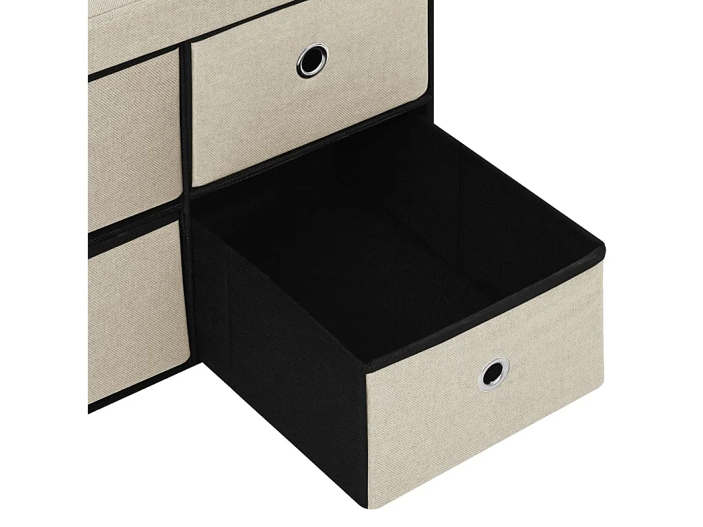 Cassapanca Pieghevole Bianco Crema 76x38x38 cm in Simil Lino