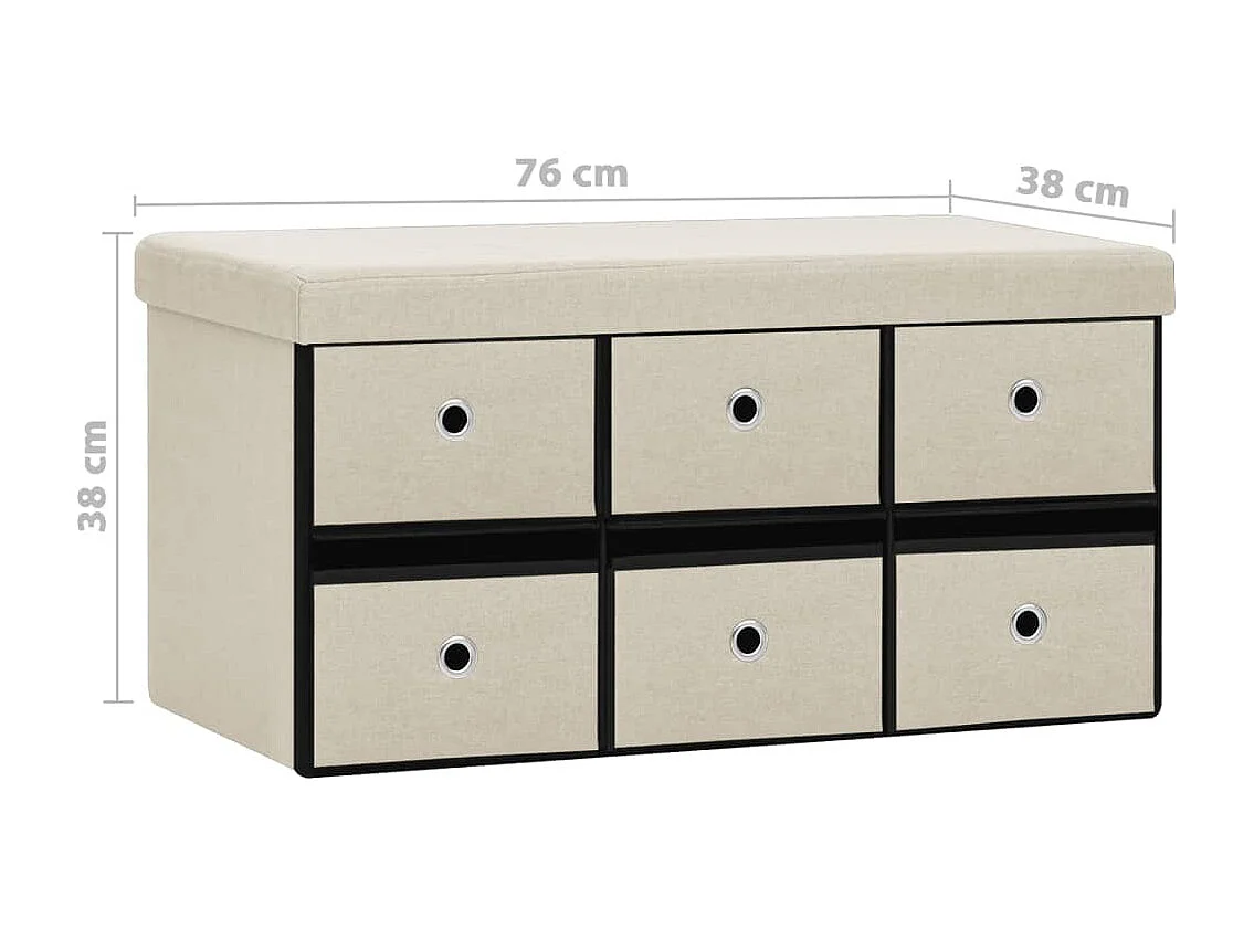 Cassapanca Pieghevole Bianco Crema 76x38x38 cm in Simil Lino