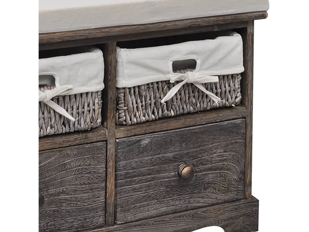 Banco de almacenaje de madera de Paulownia marrón 62x33x42 cm