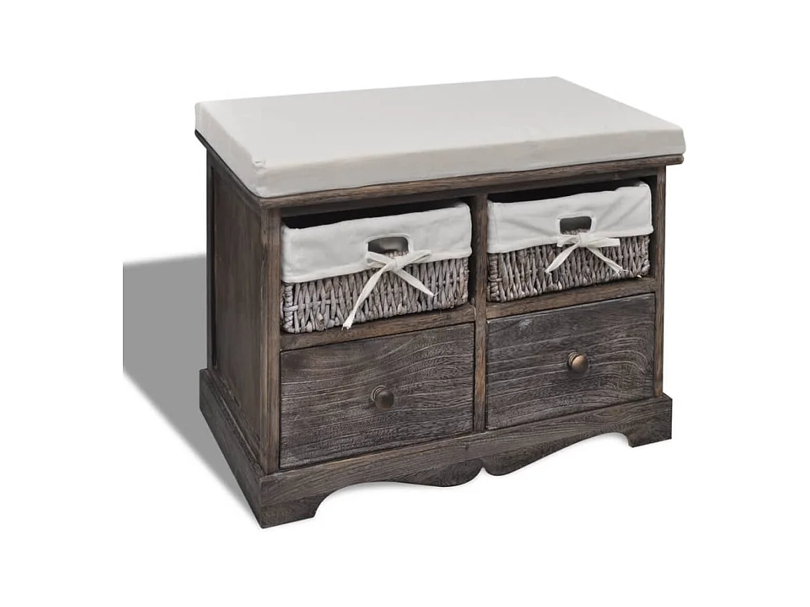 Banc de rangement Marron 62x33x42 cm Bois de paulownia