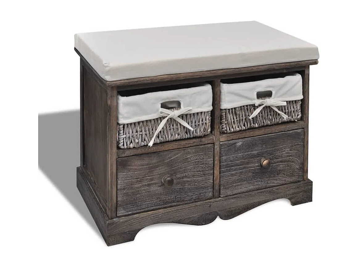 Banc de rangement Marron 62x33x42 cm Bois de paulownia