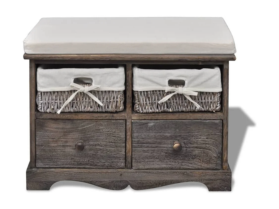 Banc de rangement Marron 62x33x42 cm Bois de paulownia