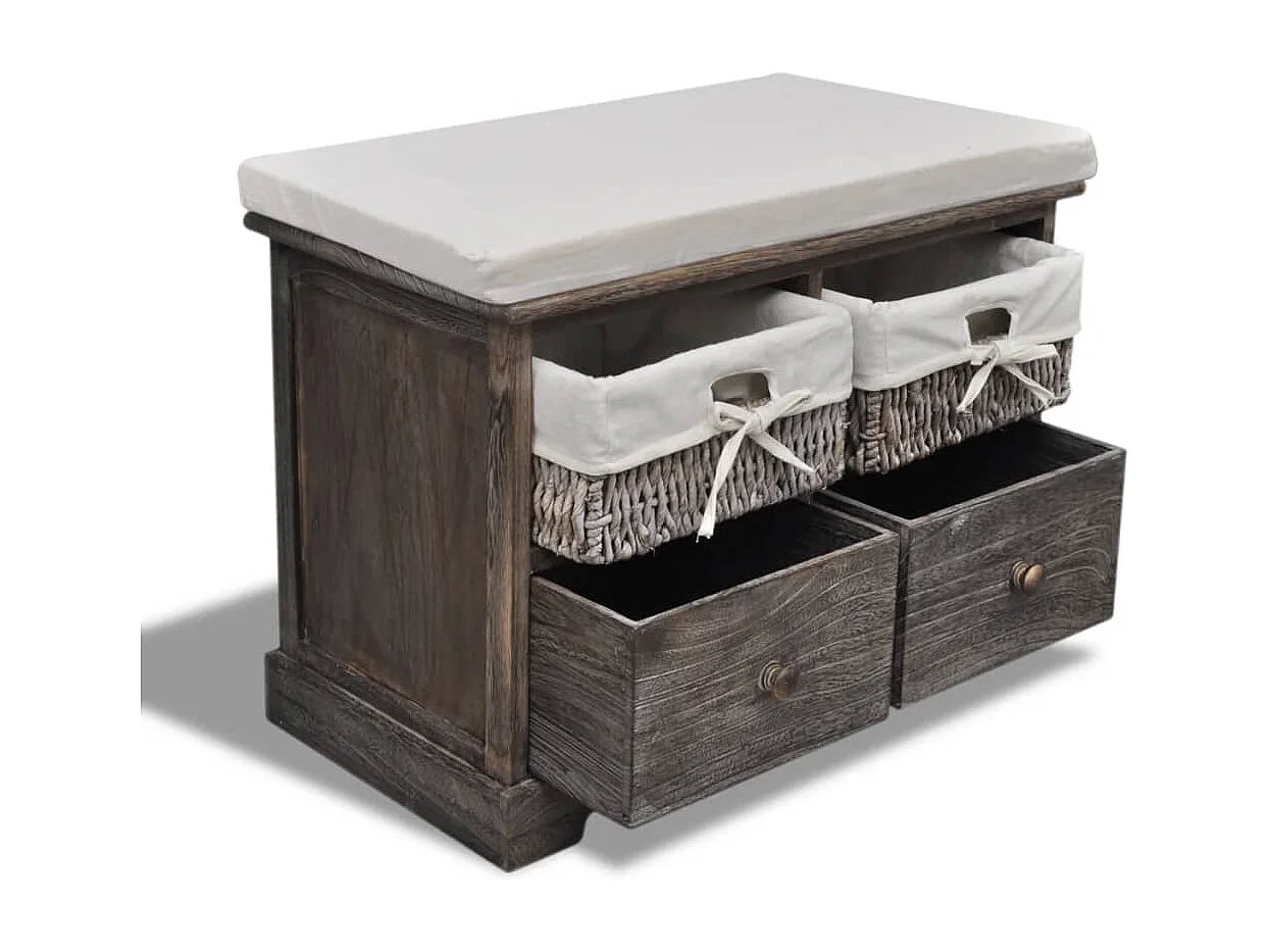 Banc de rangement Marron 62x33x42 cm Bois de paulownia