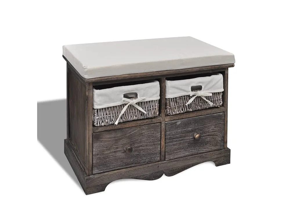 Sitzbank mit Stauraum Braun 62×33×42 cm Paulownia Holz