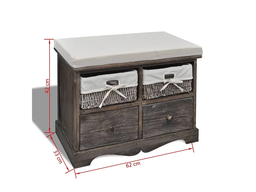 Sitzbank mit Stauraum Braun 62×33×42 cm Paulownia Holz