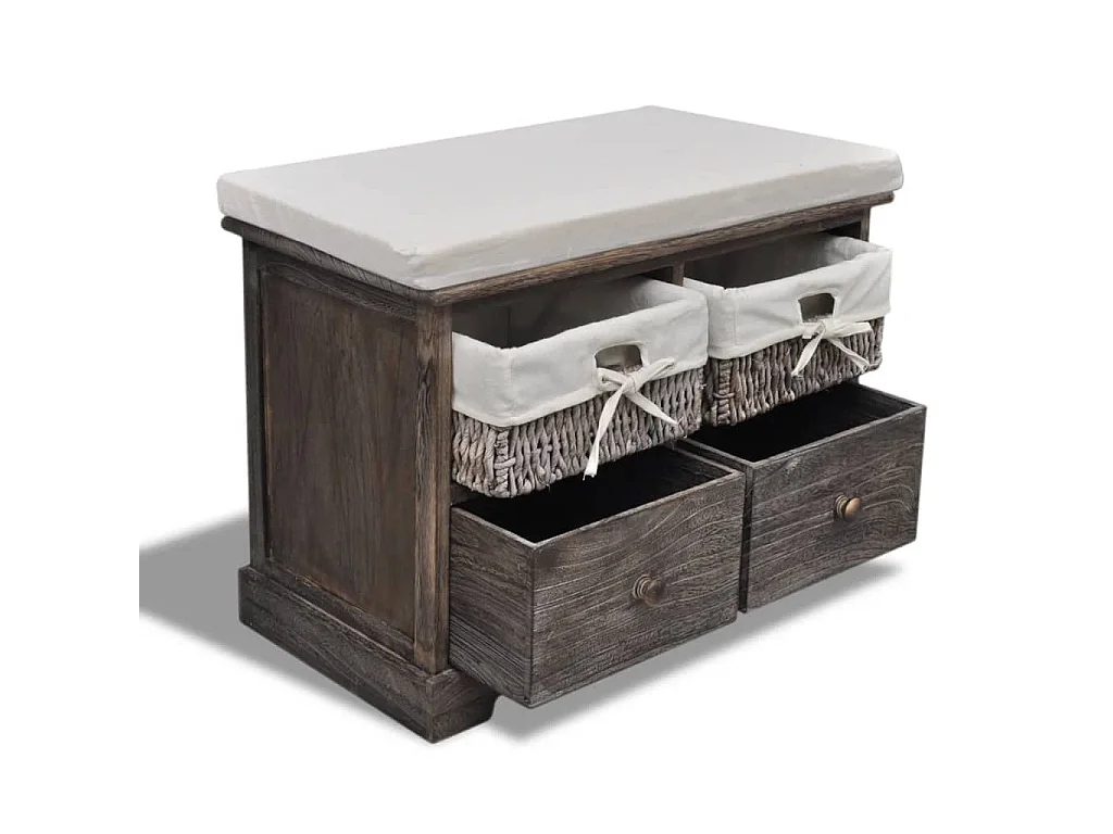 Sitzbank mit Stauraum Braun 62×33×42 cm Paulownia Holz