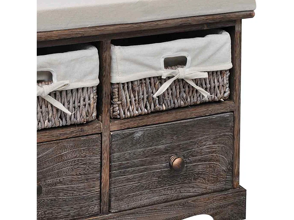 Sitzbank mit Stauraum Braun 62×33×42 cm Paulownia Holz