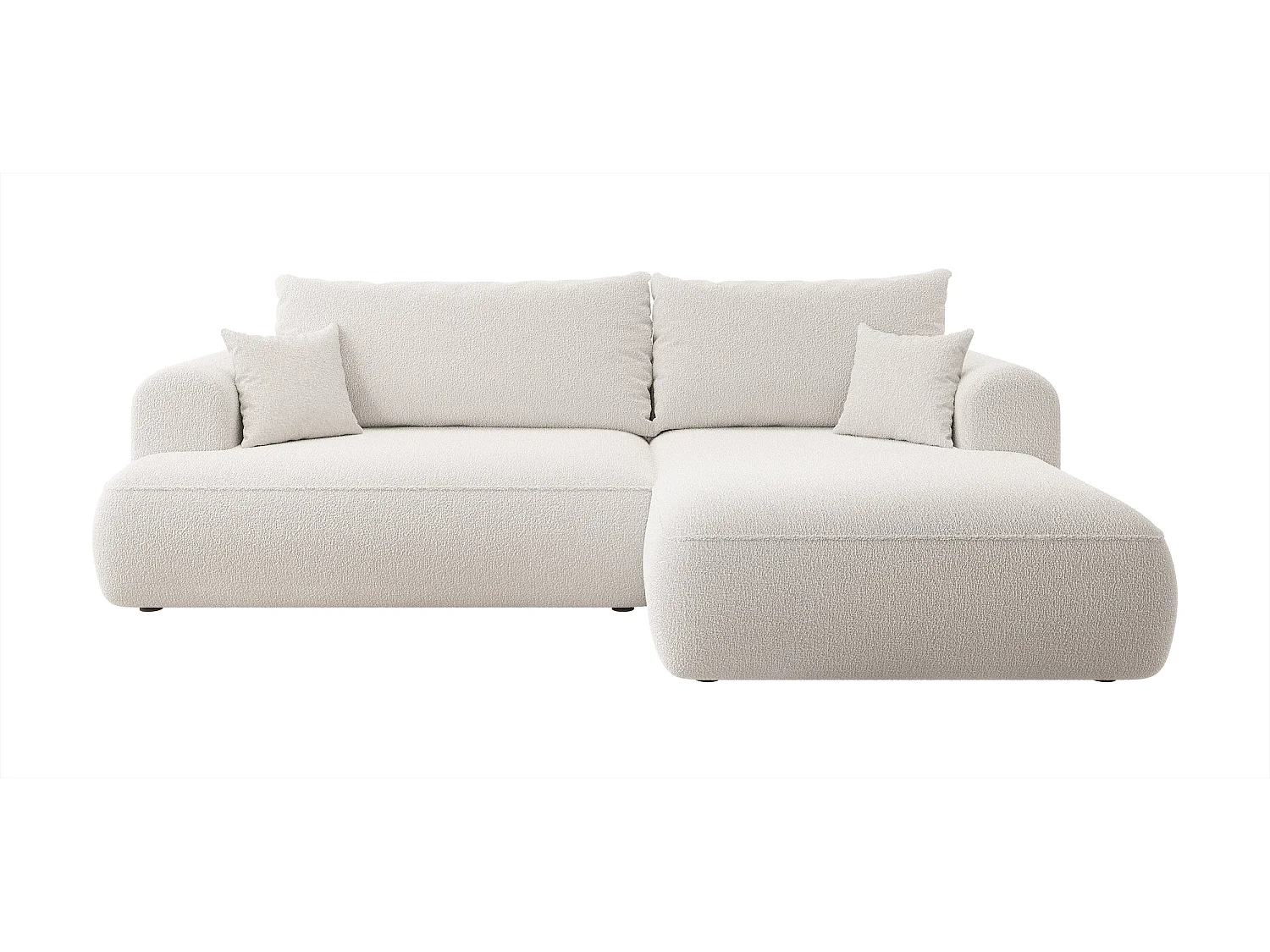 Hoekbank - 260 cm - met L-vormige slaapfunctie - crème - met opberglus - rechterkant - OVO