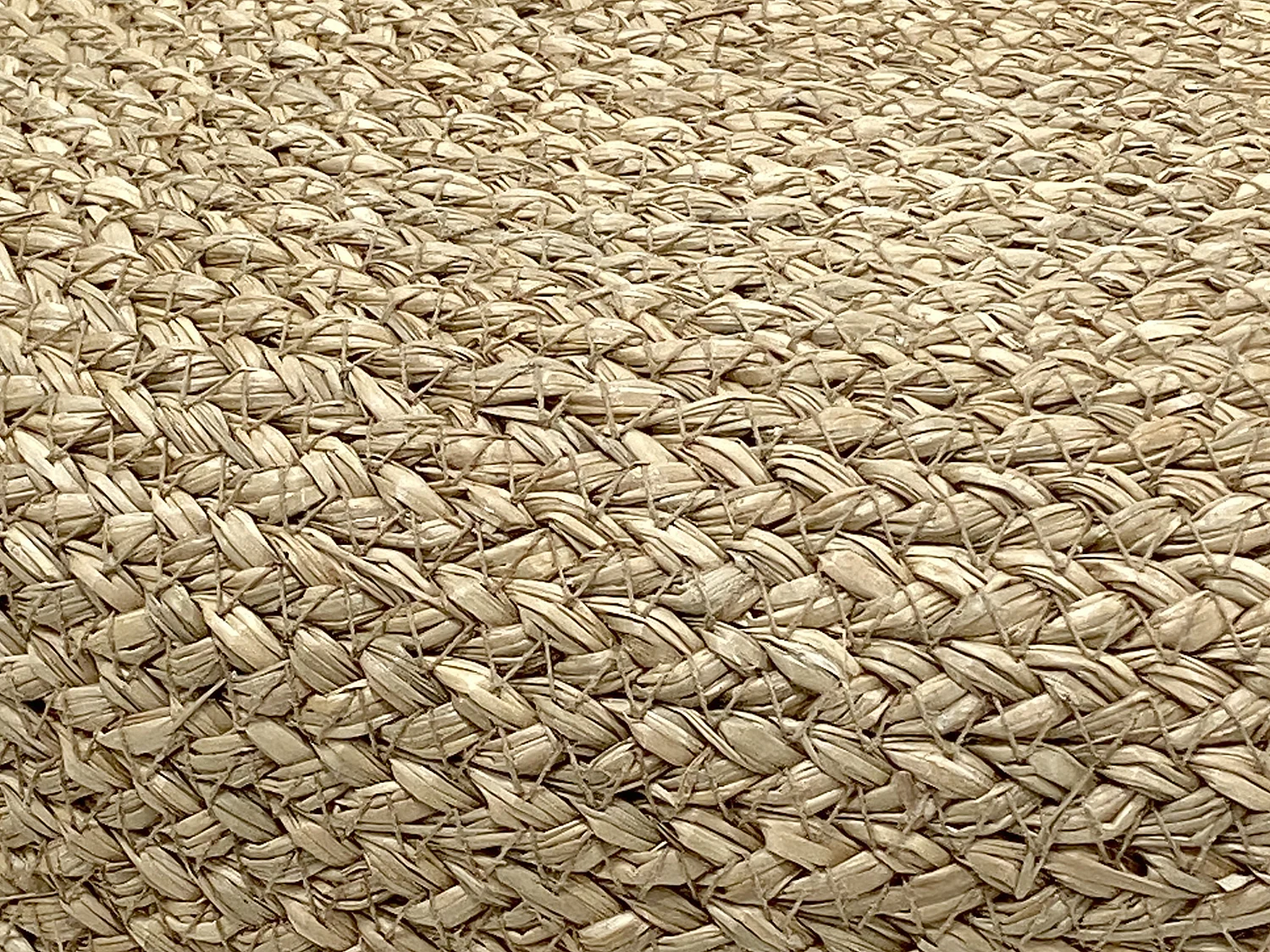 Pouf rond en rotin naturel clair et gris LOMANGO