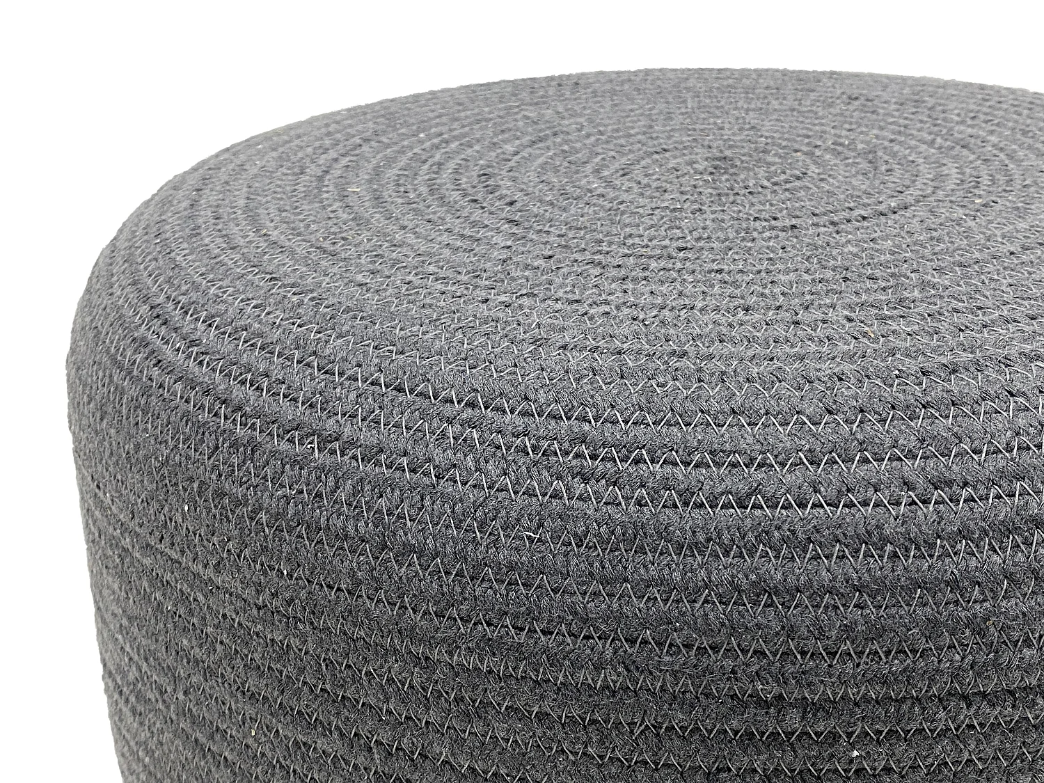 Pouf rond en rotin naturel clair et gris LOMANGO