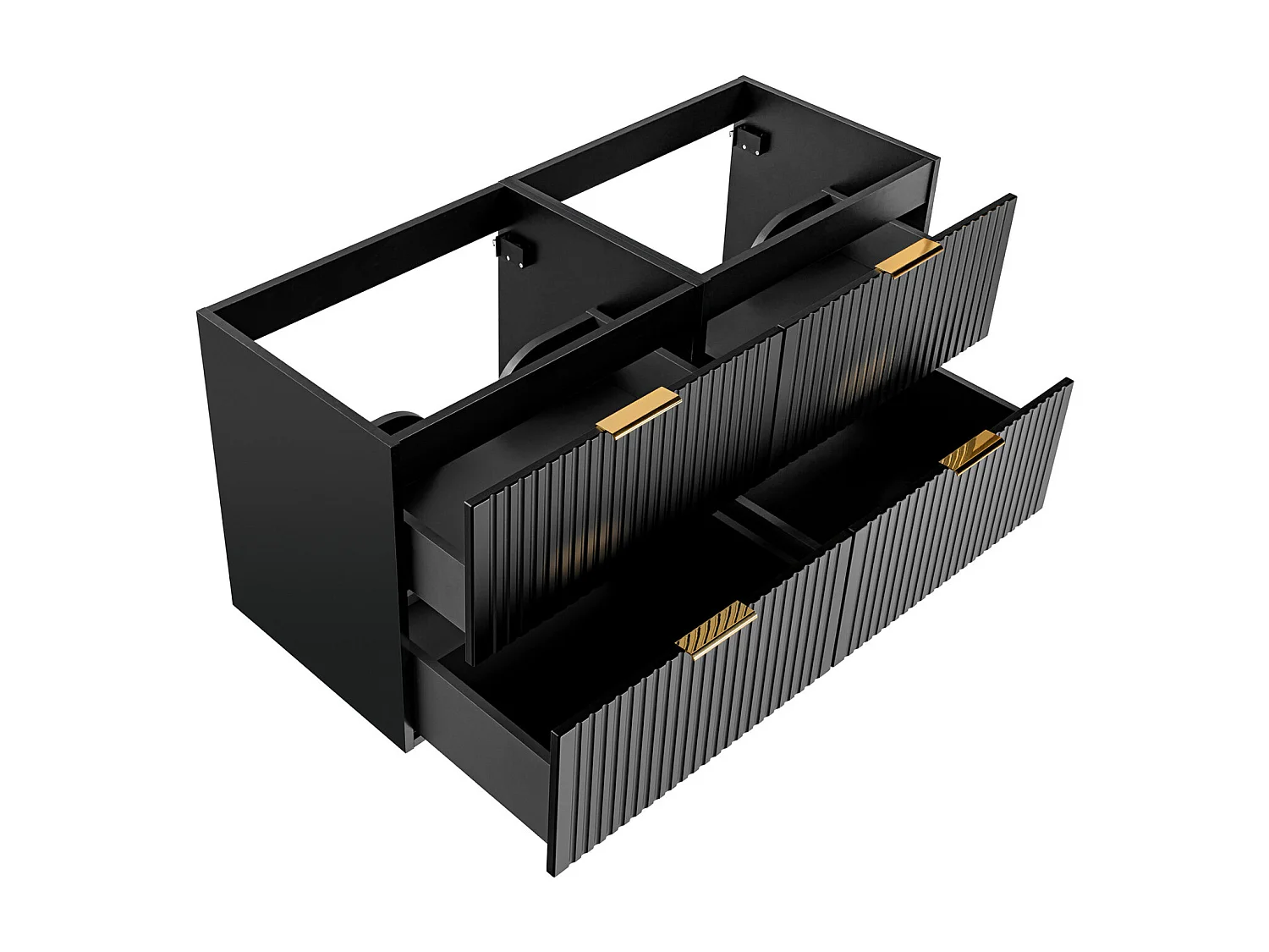 Mobile sotto lavabo con scanalature L120 cm Nero - ZEVARA